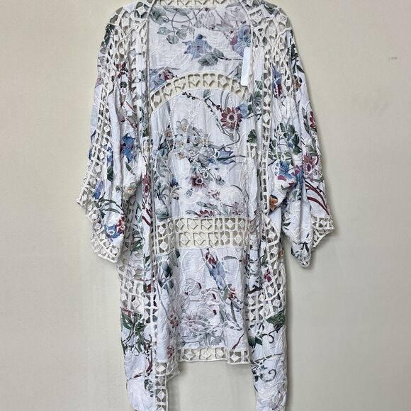 NWT Kimono/Cover Up One Size Embroidered/Crochet Beautiful Print/Colors Cruise - Picture 2 of 16